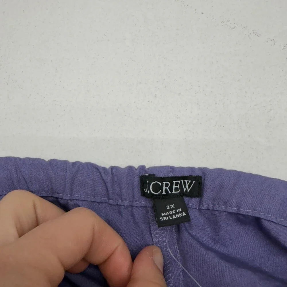 J.Crew Pants Womens 3X Purple Twill Crop Wide Leg Elastic Drawstring Waist